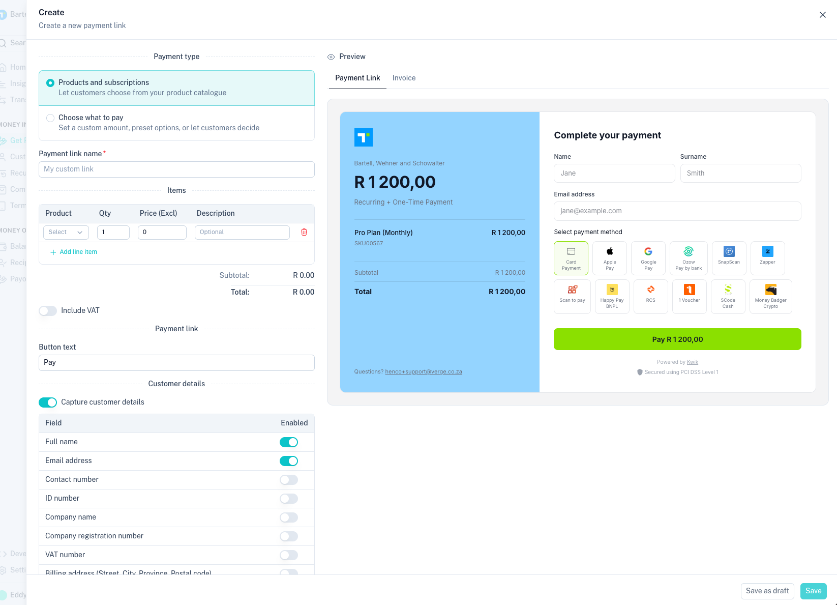 Payment Link Configuration