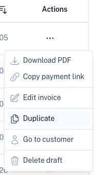 Invoice Actions
