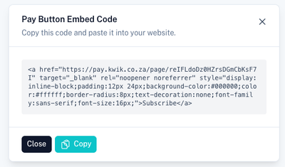 Copy Pay Button Code