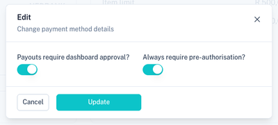 Payout Payment Method Settings