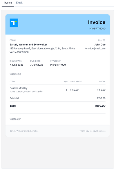 Subscription Invoice Preview