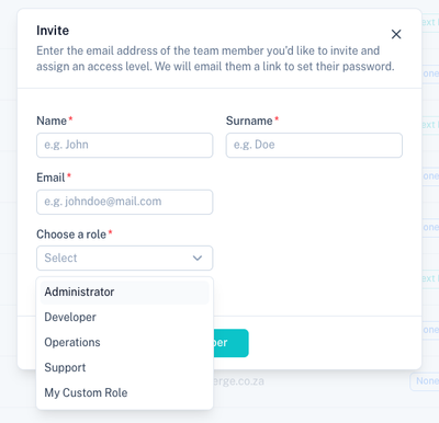 Invite Team Member Modal