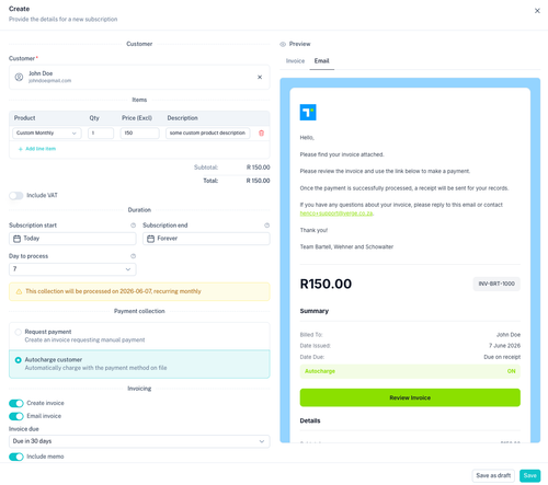 Subscription Creation
