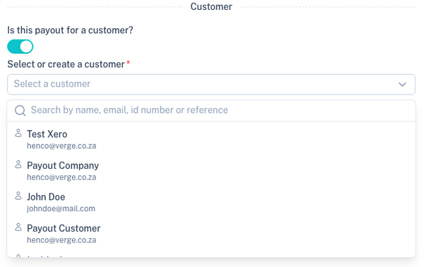 Customer Payout