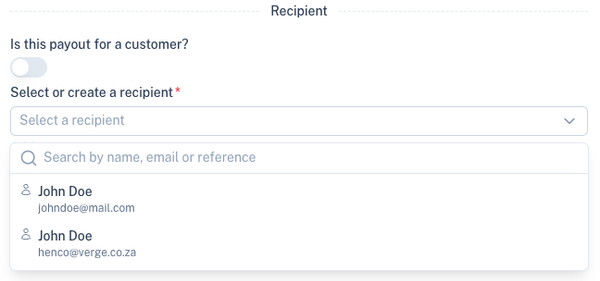 Recipient Payout