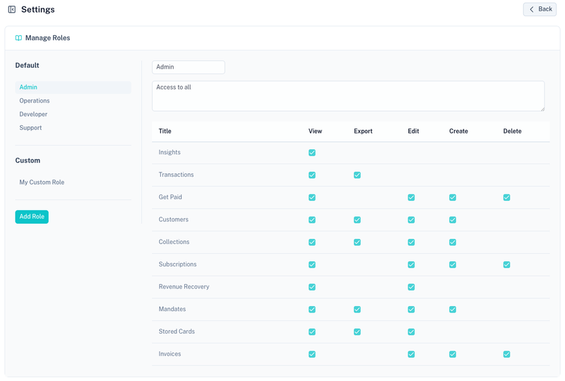 Roles Screen